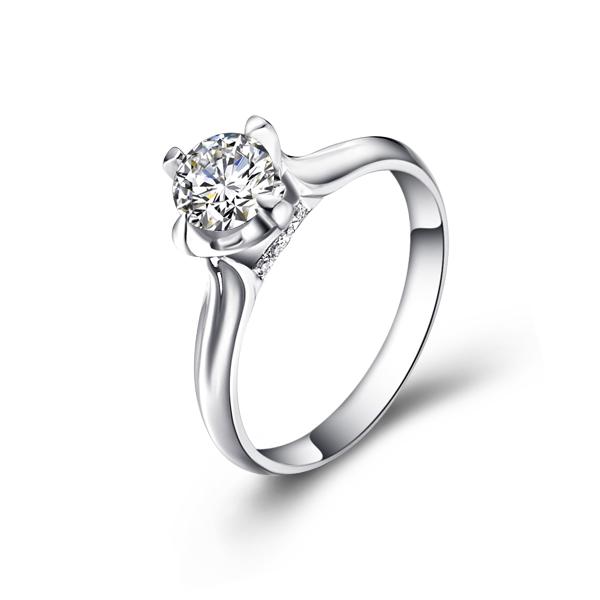 掌心-白18K金钻石戒指