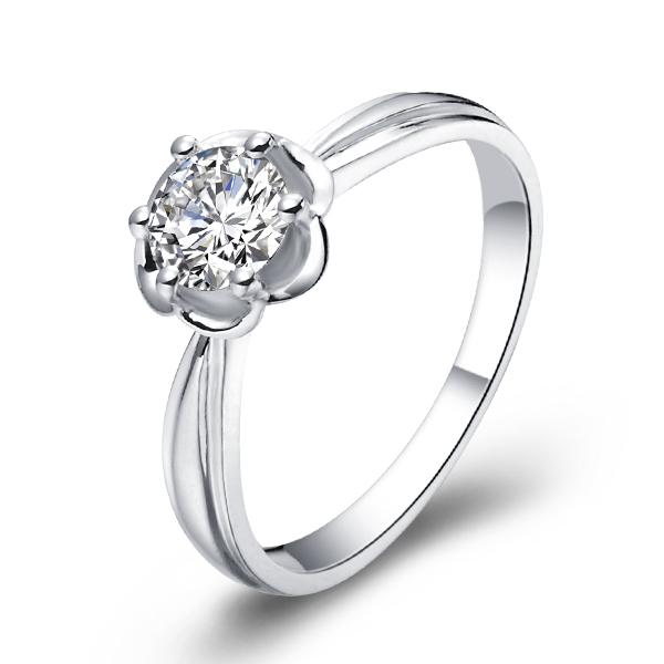 玲兰-白18K金钻石戒指