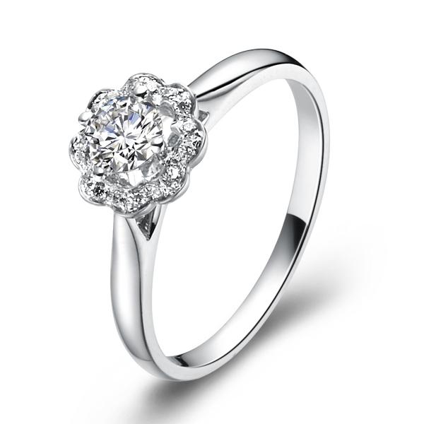 花的嫁纱-白18K金钻石戒指