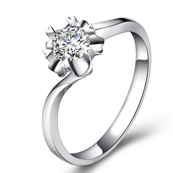 幸福心愿-白18K金钻石戒指