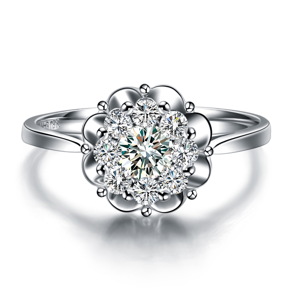 盛放-白18K金钻石戒指