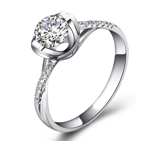 环抱幸福-白18K金钻石戒指