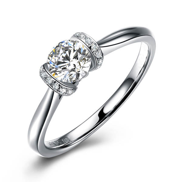 巴黎印象-白18K金钻石戒指