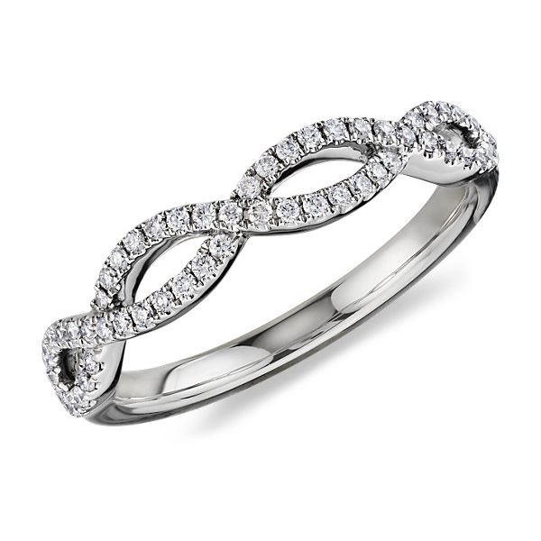 蕾丝-白18K金钻石戒指