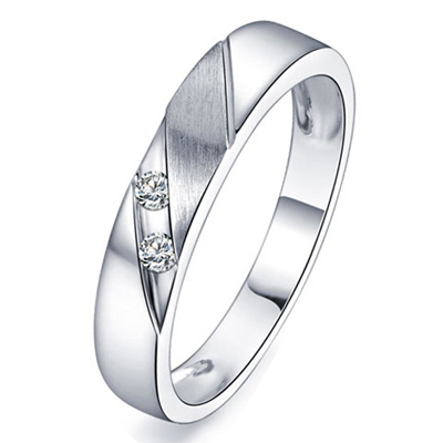 刚柔并济-白18K金钻石戒指