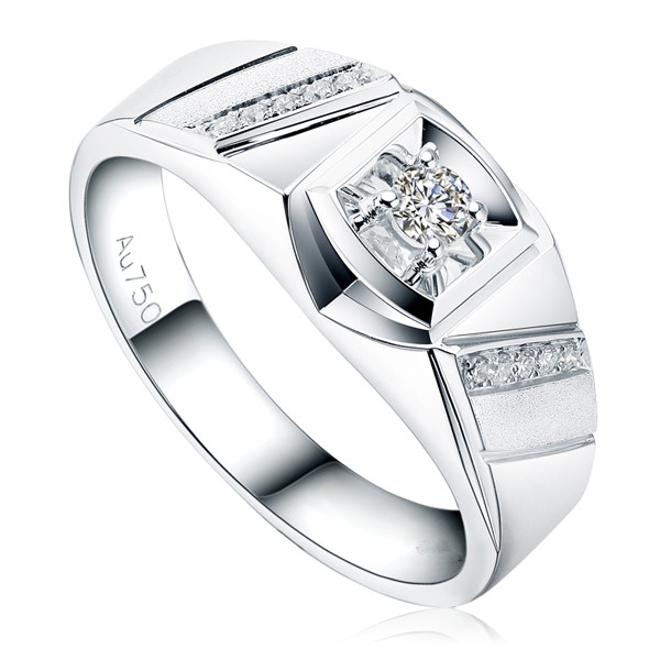 勇者之徽-白18K金钻石戒指